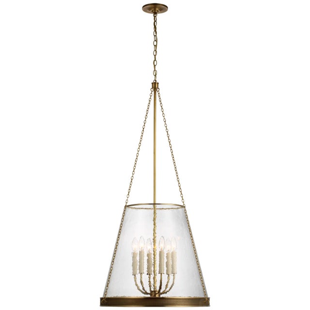 Marie Flanigan for Visual Comfort Signature Reese 23" Pendant in Soft Brass with Clear Restoration Glass For Sale