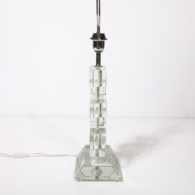 Modernist Hand-Blown Murano Stacked & Faceted Trapezoidal Glass Table Lamps For Sale - Image 18 of 18