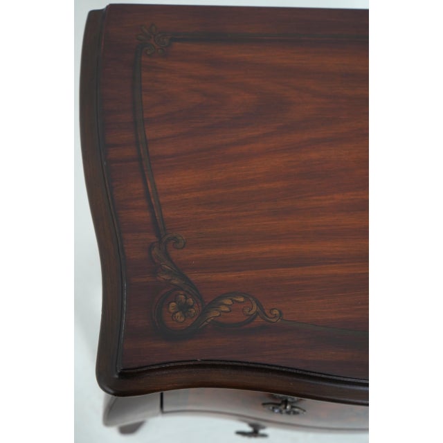 Italian Style Burl Wood Bombe Painted Commode Chest For Sale - Image 14 of 17