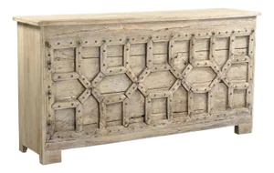 Indian Bleached Teakwood Bar or Shop Counter Constructed From Antique Architectural Elements