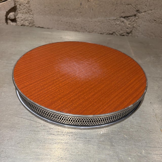 1970s Mid-Century Modern Round Serving Butler's Tray Eales of Sheffield For Sale - Image 5 of 9
