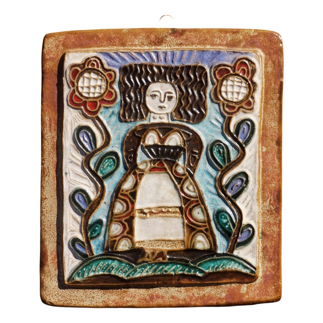 Modern Rustic Ceramic Brittany Woman Portrait, France, 1970 For Sale