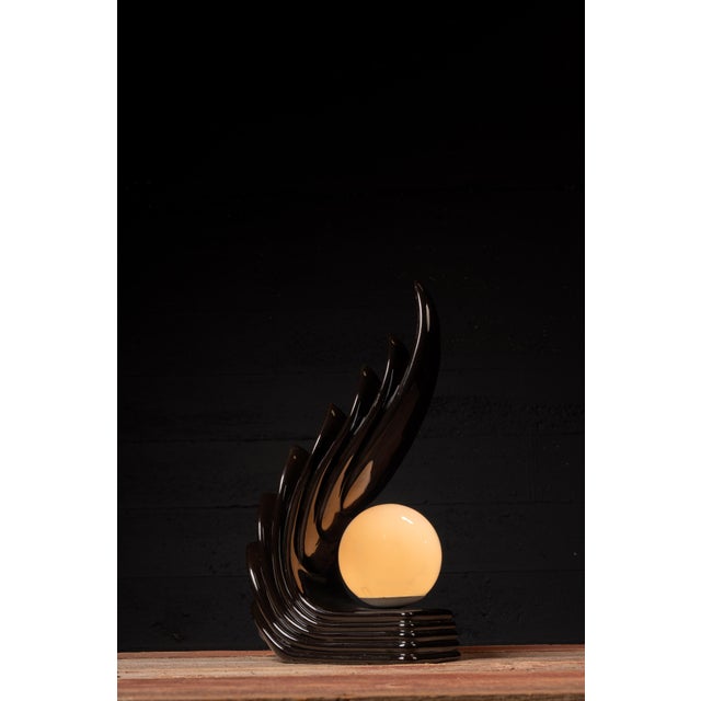 1980s Art Deco Revival Wing-Form Table Lamp For Sale - Image 4 of 7