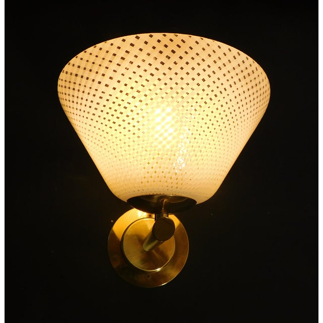 Brass 1950s Murano Reticello Cup Sconce by Barovier E Toso For Sale - Image 8 of 11