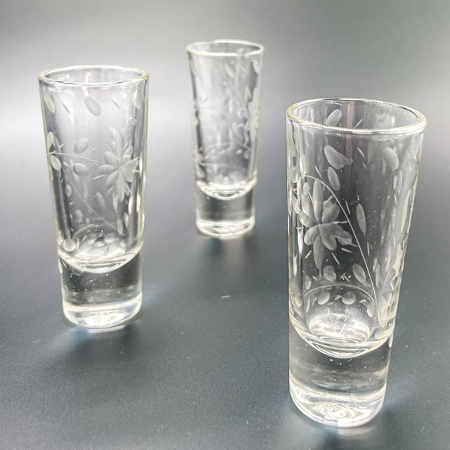 Mexican Vintage Crisa Mexico Rare Engraved 1 Oz Shot Glasses - Set of 6 For Sale - Image 3 of 8