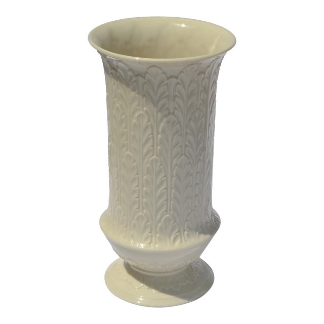 Vintage Tall Autumn Leaf Collection Flower Vase by Lenox Fine Bone Ceramic For Sale