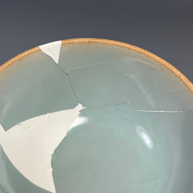 Chinese Antique Chinese Celadon Bowl, Collectible (Restored) For Sale - Image 3 of 6