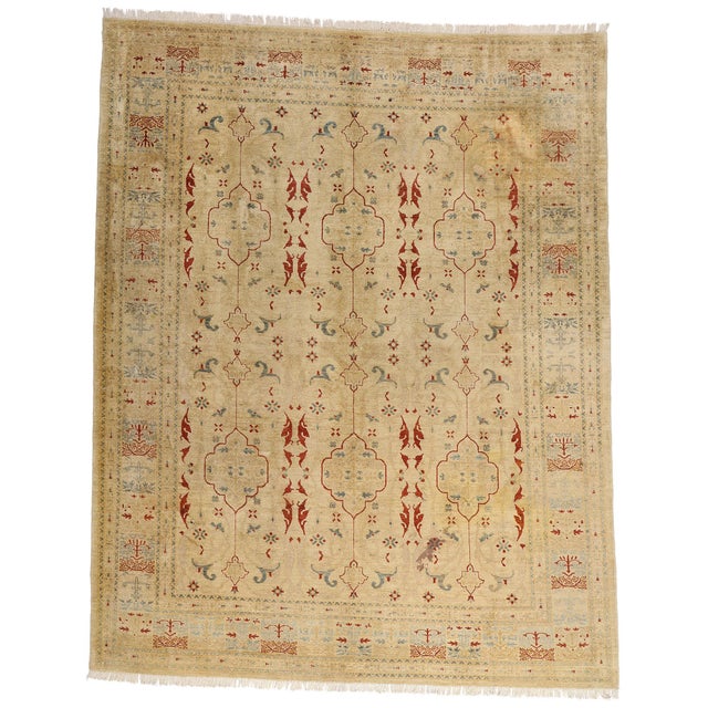 77171 Vintage Pakistani Oushak Rug, 08'10 x 11'02. A testament to quiet grandeur and impeccable craftsmanship, this hand-...