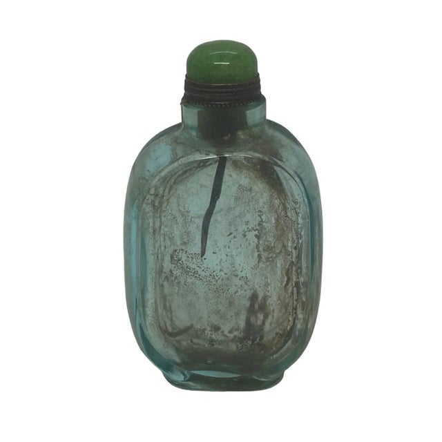 Vintage Early 20th Century Chinese Green Glass Snuff Bottle For Sale - Image 12 of 13