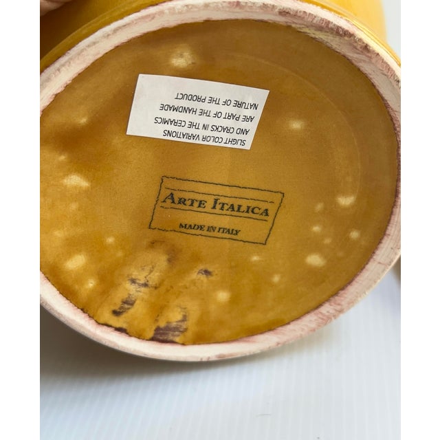 Arte Italica "SOLE MUSTARD" Collection Ceramic 15" tall and 8.5" width yellow jar with lid stylish and functional kitchen...