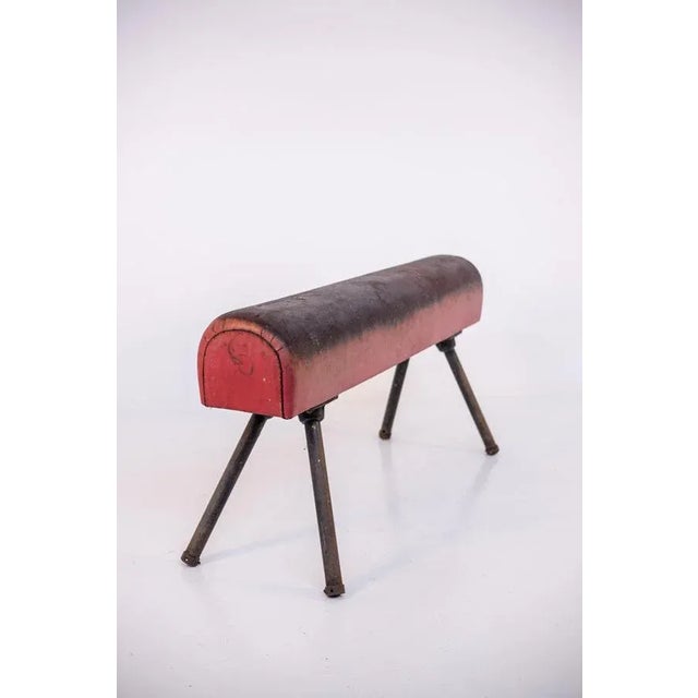 Italian Red Leather and Iron Gymnastic Horse For Sale - Image 4 of 15