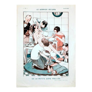 Albert Guillaume "Le Dernier Record" Fantasio 1923 Magazine Print For Sale