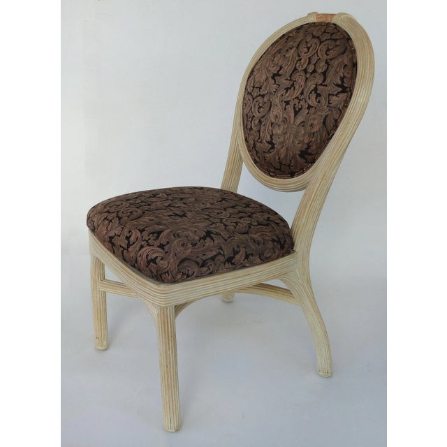 Vintage Coastal Crespi Style Reeded Painted Dining Chairs, Set of 6 For Sale - Image 4 of 13