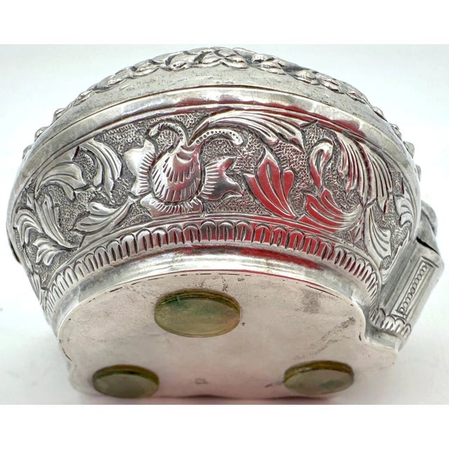 19th/20th C. Repoussé Silver Box Mythical Guardian Figure, Tibet or South India For Sale - Image 12 of 12