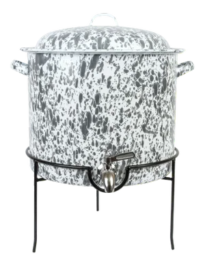 Crow Canyon Home Splatterware Beverage Dispenser with Stand in Gray & White Marble