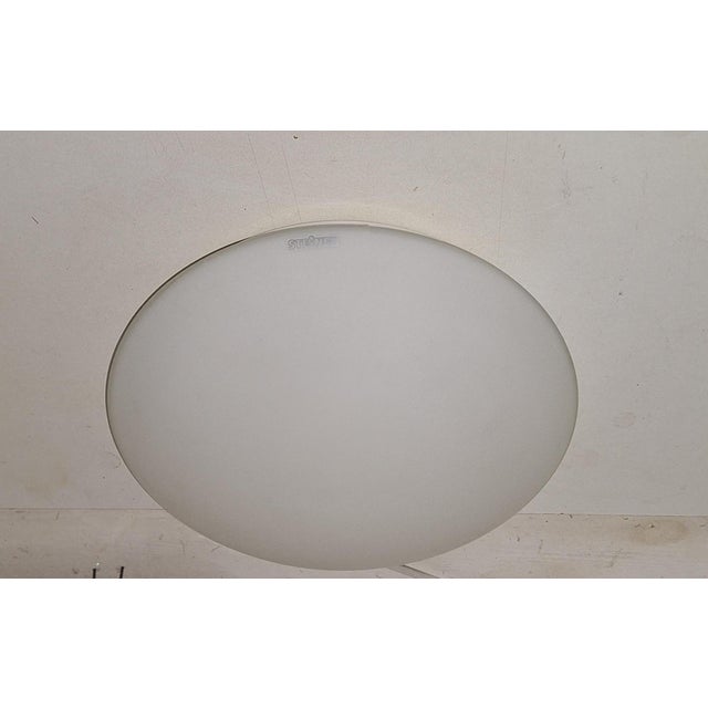 Flat Vintage Ceiling Lamp with White Opal Glass Shade from Steinel, 1980s For Sale - Image 4 of 8
