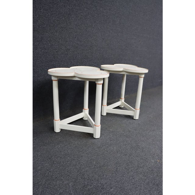 Pair of Vintage Hand-Painted Tri-Lobe Accent Tables For Sale In Philadelphia - Image 6 of 13