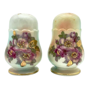 Vintage Porcelain Salt & Pepper Shakers With 24k Gold Details