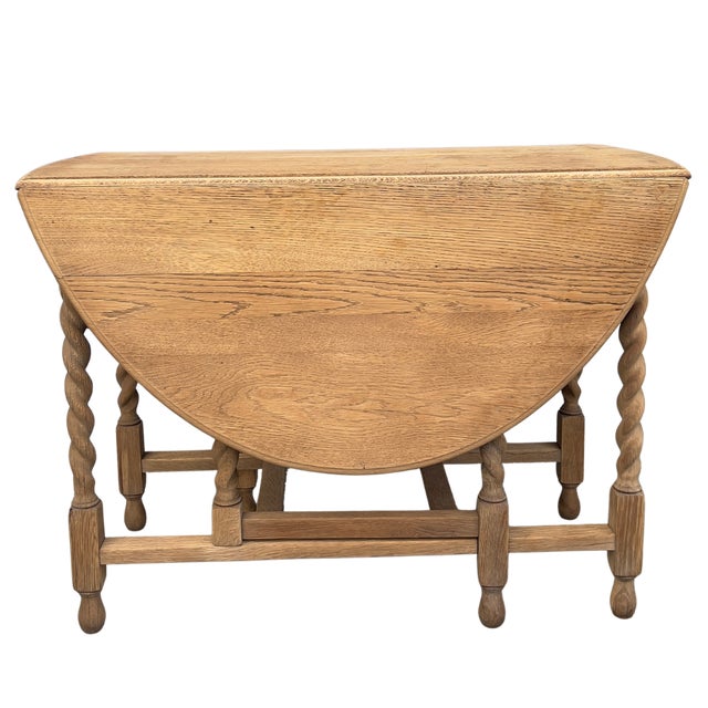 Wood 1920s English Bleached Oak Gateleg Table For Sale - Image 7 of 11