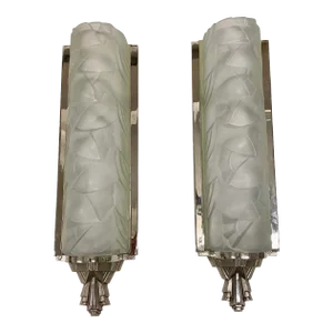 Pair of French Art Deco Wall Sconces Signed by Degue