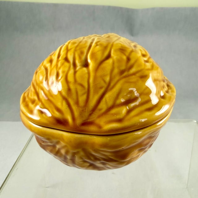 Vintage French Faïence Trompe L’oeil ‘Walnut’ Covered Box For Sale In Philadelphia - Image 6 of 13