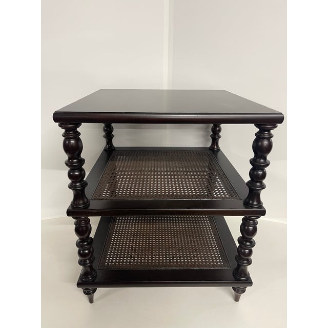 Early 21st Century Vintage Three Tier British Colonial Revival Style Side Table For Sale - Image 5 of 16