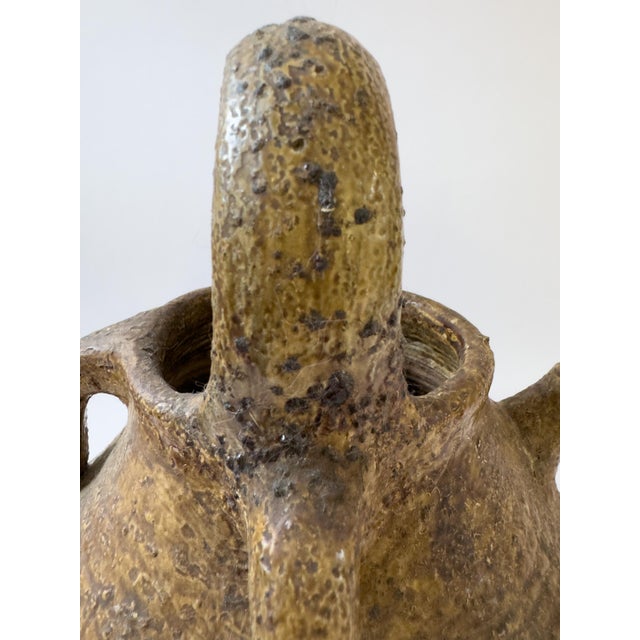 Antique French Glazed Terracotta Walnut Oil Jug (Cruche) With Four Handles, C. 1900 For Sale - Image 10 of 17