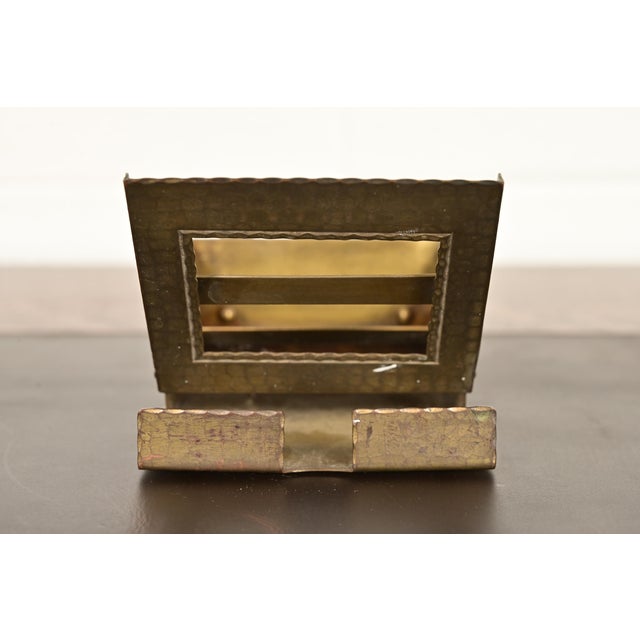 Metal Roycroft Arts & Crafts Brass Finished Hammered Copper Perpetual Desk Calendar Frame For Sale - Image 7 of 13