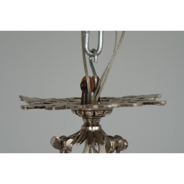 Degue French Art Deco Pendant Chandelier Circa 1930 - Frosted Glass & Nickeled Bronze For Sale - Image 10 of 10