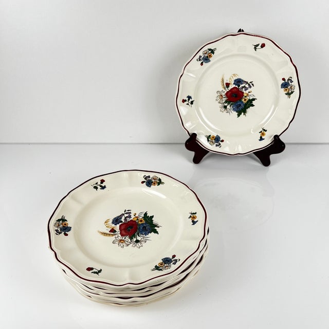 1980s Vintage Agreste Dessert Plates from Sarreguemines, 1970s, Set of 8 For Sale - Image 5 of 10