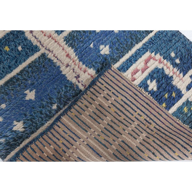 Doris Leslie Blau Mid-20th Century Swedish Navy, Red Handmade Pile Rug For Sale - Image 9 of 9