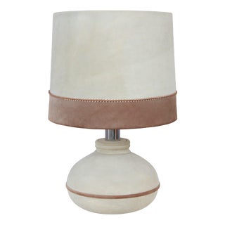 Suede Upholstered Table Lamp, France, 1970s For Sale
