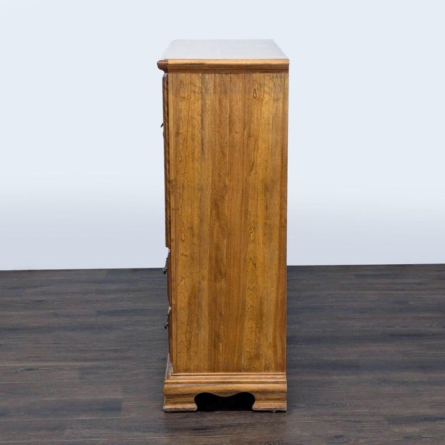 1990s Vintage 8-Drawer Wooden Dresser With Cabinet and Decorative Handles For Sale - Image 5 of 9