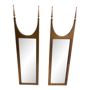 Pair of Gothic Cathedral Giltwood Wall Mirrors With Finials