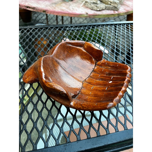 Boho Chic Vintage Wooden Hands Offering Bowl Catchall For Sale - Image 3 of 6