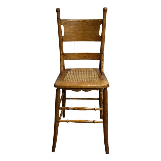 Turn of the Century Tiger Oak Barstool For Sale