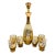 Vintage Italian Murano Tre Fuochi Amber Glass Decanter & 6 Cordial Glasses – 24k Gold Gilt, Hand-Painted High Enamel Flowers For Sale