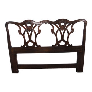 Chippendale Carved Mahogany Queen Size Bed For Sale