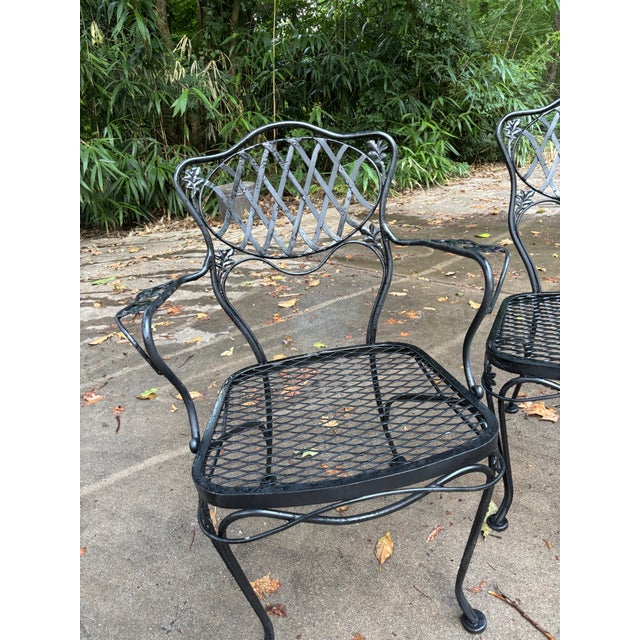 1960s Woodard Florentine Orleans Pattern Iron Patio Chairs - Set of 4 For Sale - Image 5 of 12