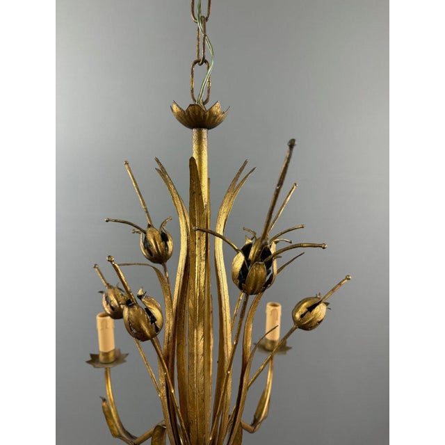 Gilded Metal Chandelier, Italy, 1950 For Sale - Image 11 of 12
