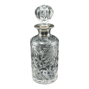 Vintage Scotch Decanter, English, Cut Glass, Silver, Whiskey, Hallmarked, 1965