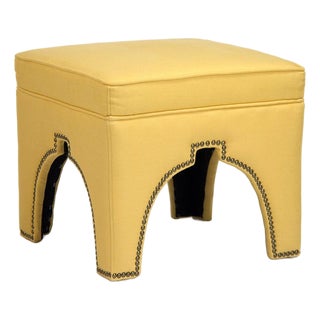 Marnix Cube Stool - Yellow Linen For Sale