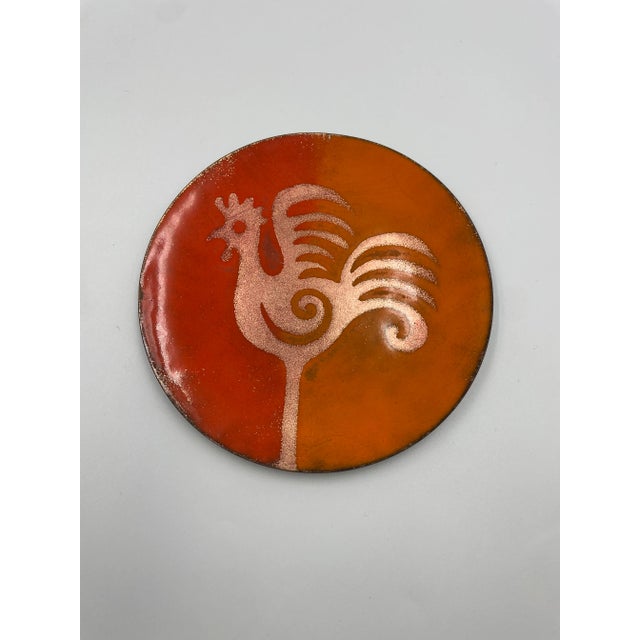 Mid-Century Enamel Over Metal Rooster Desk/Dresser Tray For Sale - Image 11 of 11