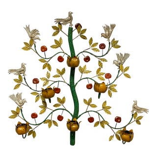 1960s Tole Painted Orange Tree Candle Sconce For Sale