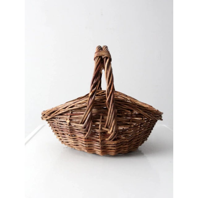 Vintage Wicker Harvest Basket For Sale - Image 9 of 12