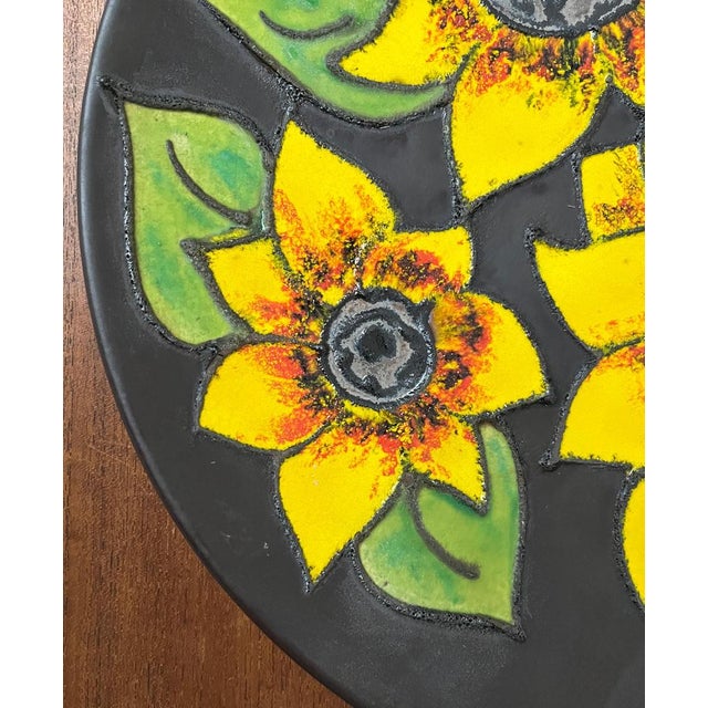 Mid-Century German Studio Pottery Wall Plate with Sunflower Design from Ruscha, 1960s For Sale - Image 6 of 18
