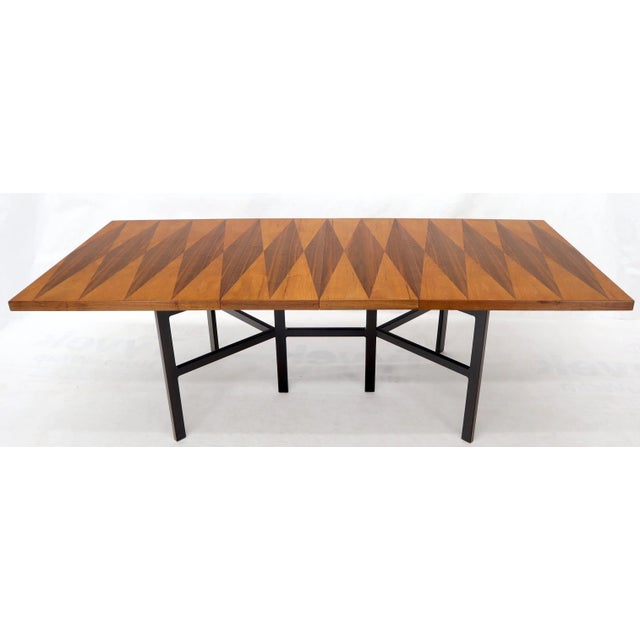 Milo Baughman for Directional Dimond Teak & Walnut Dining Table Gate Legs Base For Sale - Image 11 of 13