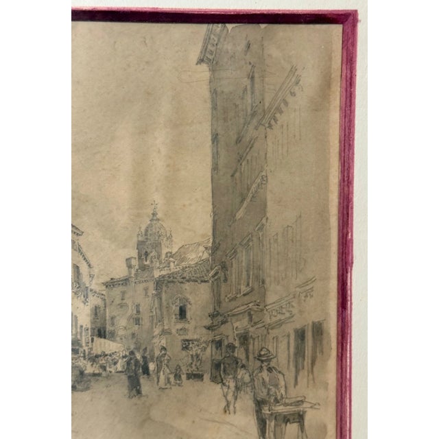 Black 1930s Original via Vittorio Emanuele Cityscape Pencil Drawing Realism Tony G. For Sale - Image 8 of 10
