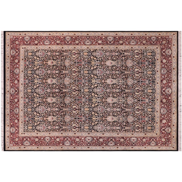 Black Boho Chic Pak-Persian Black/Red Wool Rug - 9'3'' X 12'4'' For Sale - Image 8 of 9