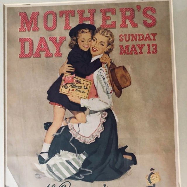 Dated 1951, with original costume frame Mother's Day Whitman Sampler Candy with Mom and Child Print Advertising ,. It is...